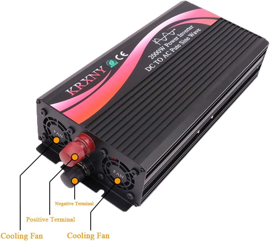 2000W Pure Sine Wave Power Inverter 12V DC to 110V 120V AC 60HZ with LED Display D726