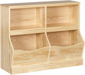 Wood Toy Storage Cabinet with 4 Cabinet and Footboard S437959