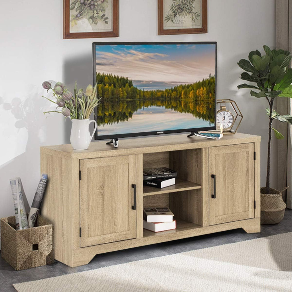 Farmhouse Barn Wood TV Stand with Doors and Shelves A600835