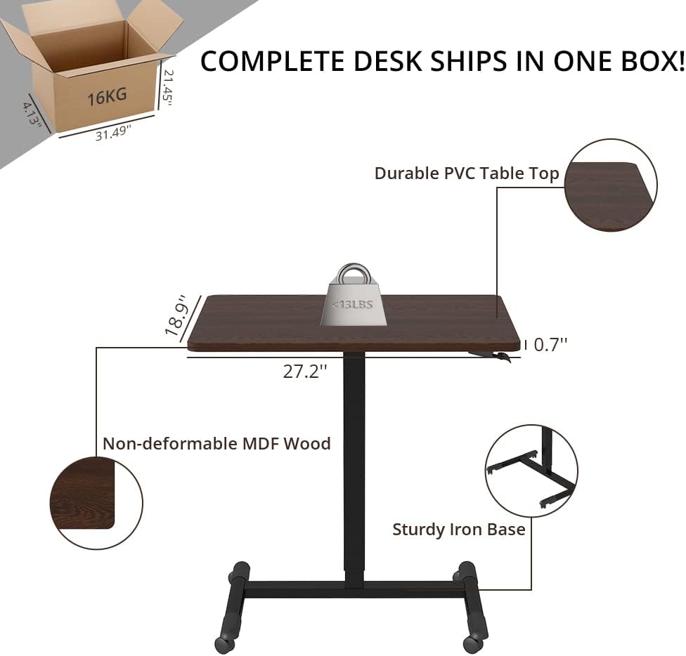 Height Adjustable Standing Desk with Locking Wheels Z18285