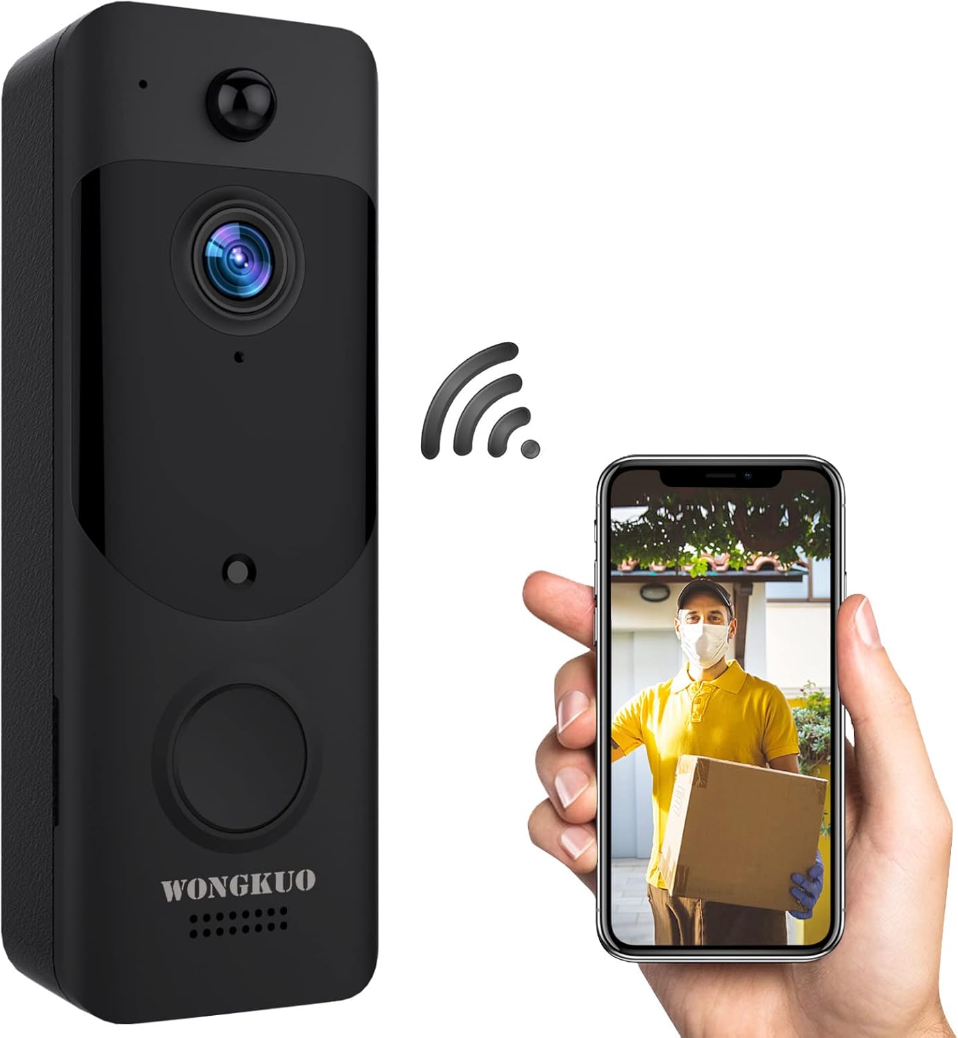 Wireless Video Doorbell Camera, HD 166° Wide Angle, 6100mAh Battery, Night Vision, Pack of 2 W844