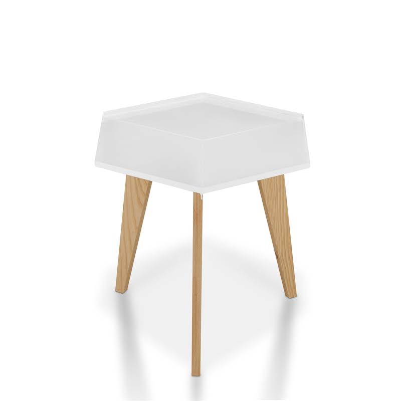 Modern Geometric End Table in White Z688