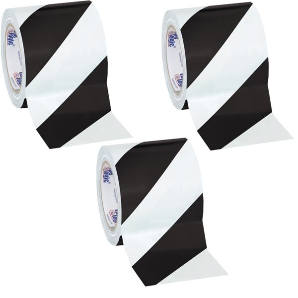 Black/White Striped Vinyl Safety Tape 4x22 x 36 Yard Roll (3 Roll/Case) F926