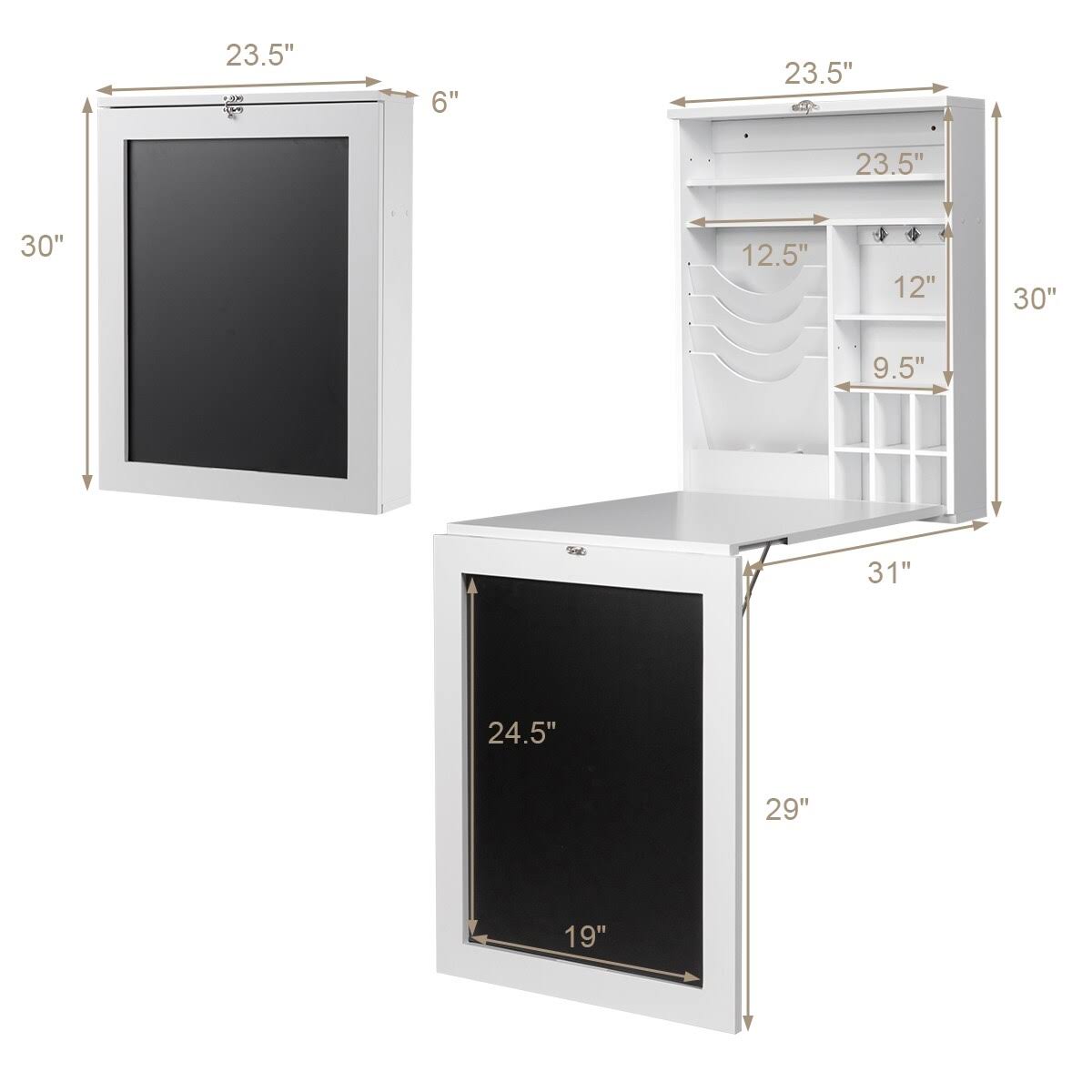 White MDF Wall Mounted Folding Table A811106