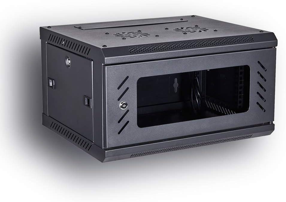 19-Inch Wall Mount Server Rack Cabinet with Locking Tempered Glass Door R1704