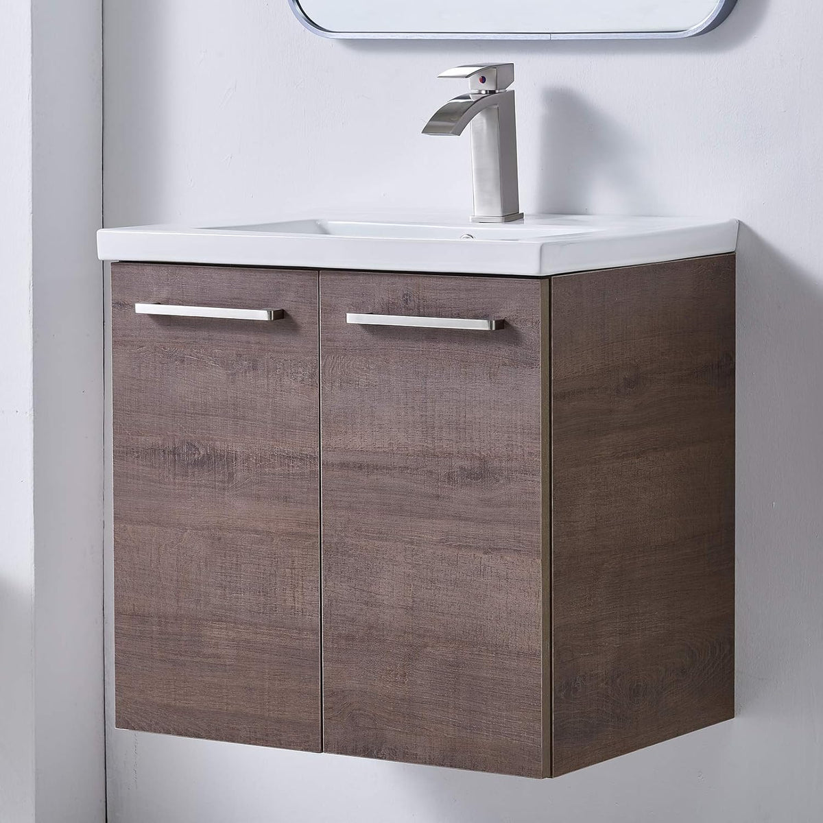 Black 2-Door Bathroom Vanity with White Ceramic Vessel Sink N702167