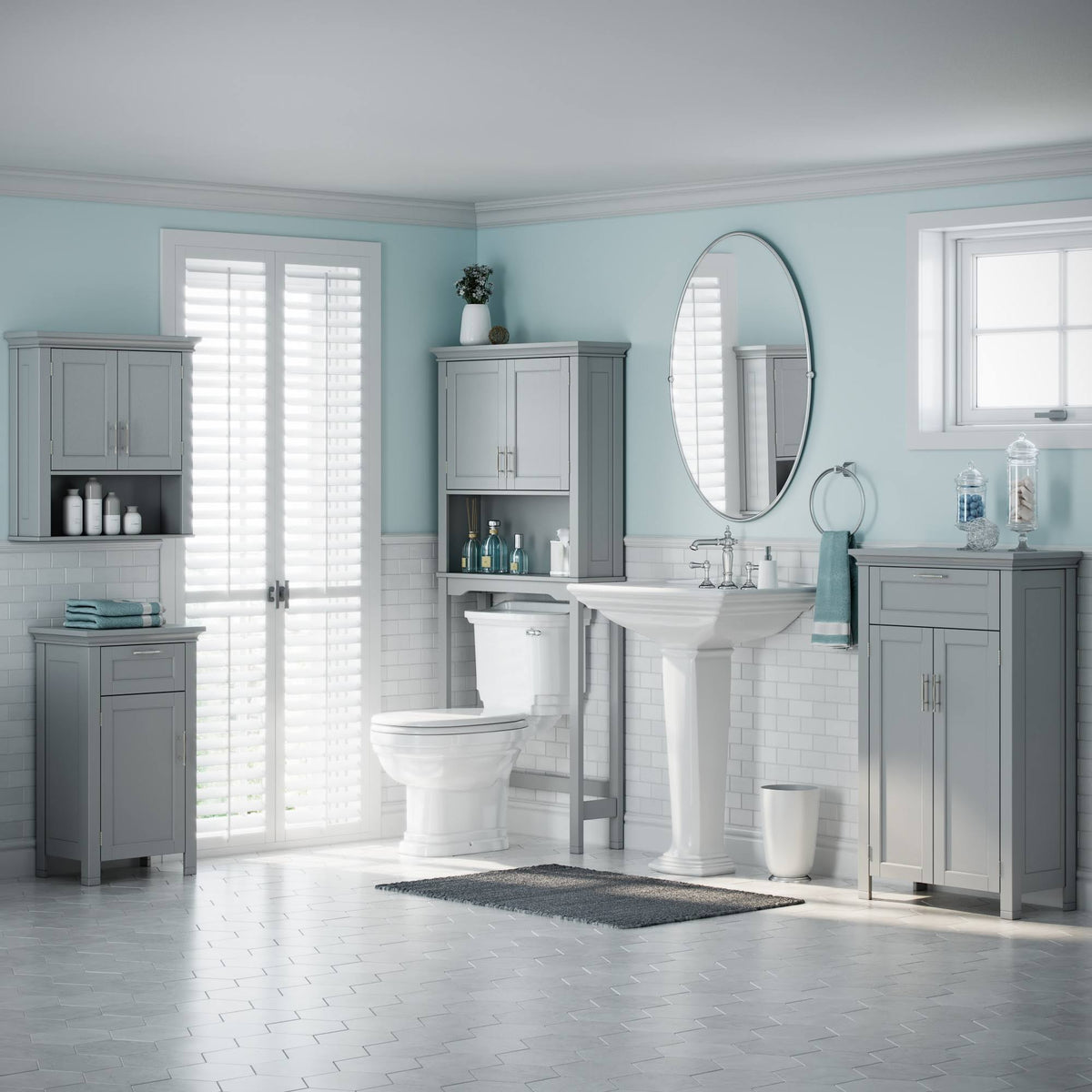 Gray Storage Wall Cabinet T589272