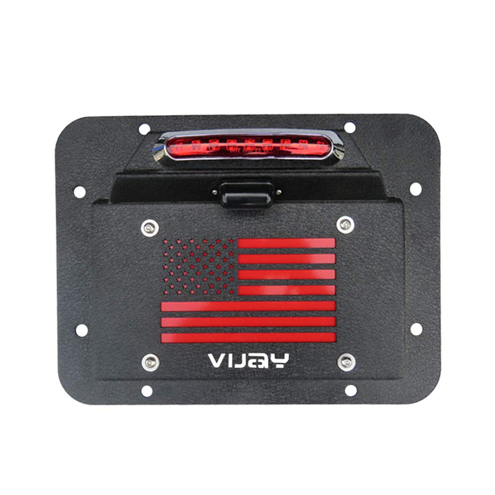 Spare Tire Delete License Plate Relocation Kit with Plate Light and Third Brake Light for Wrangler JK JKU I139