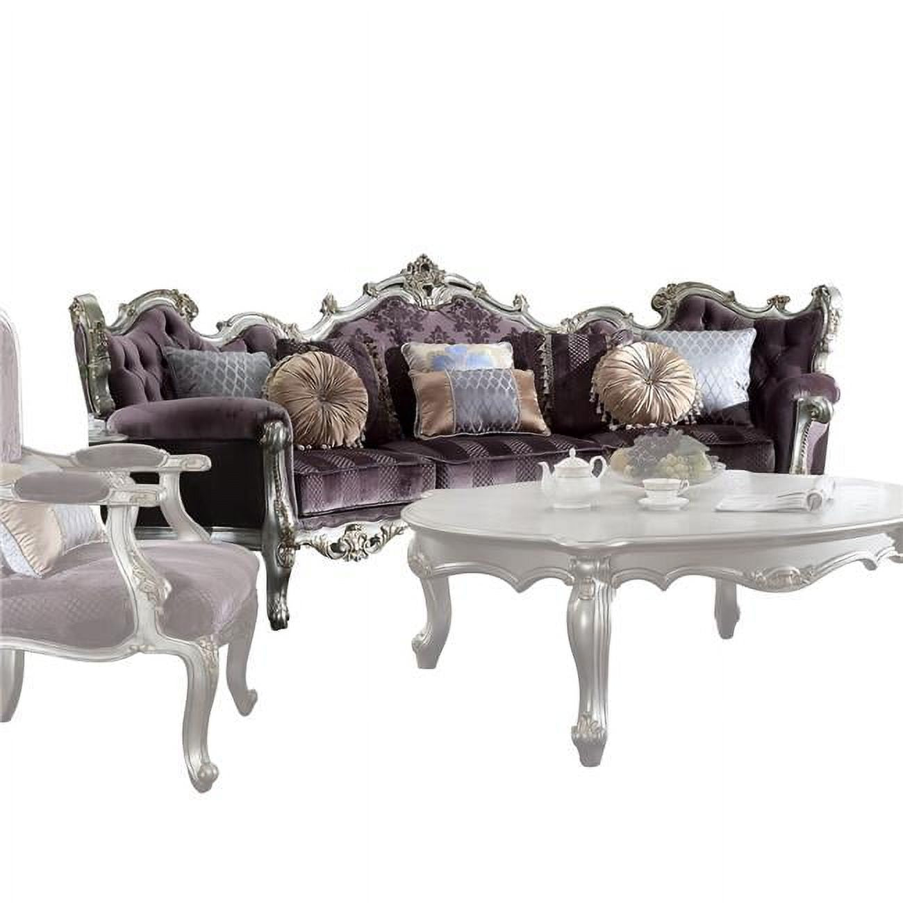 Velvet Poly-Resin Sofa with 8 Pillows C8460