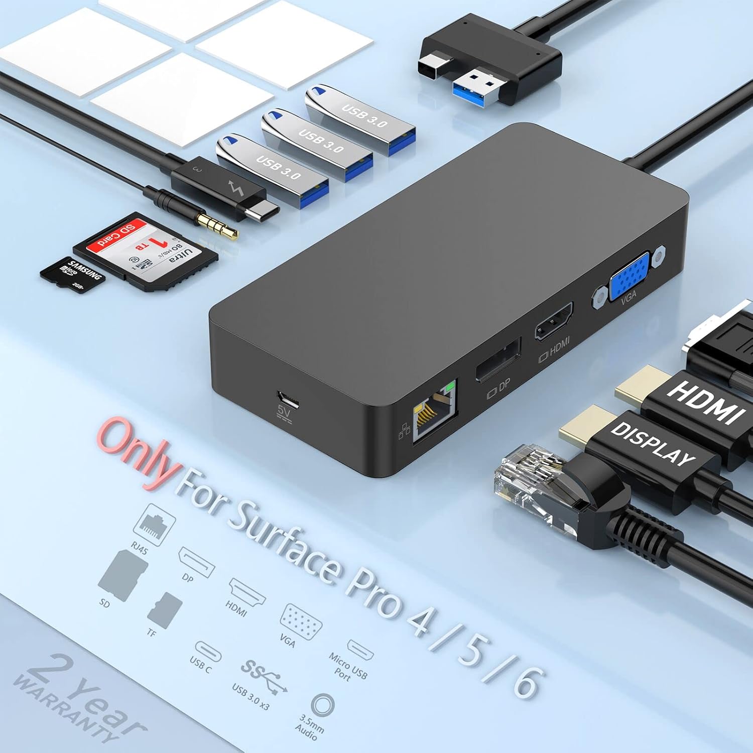 Surface Pro Docking Station 12 in 1 4K Display V5537
