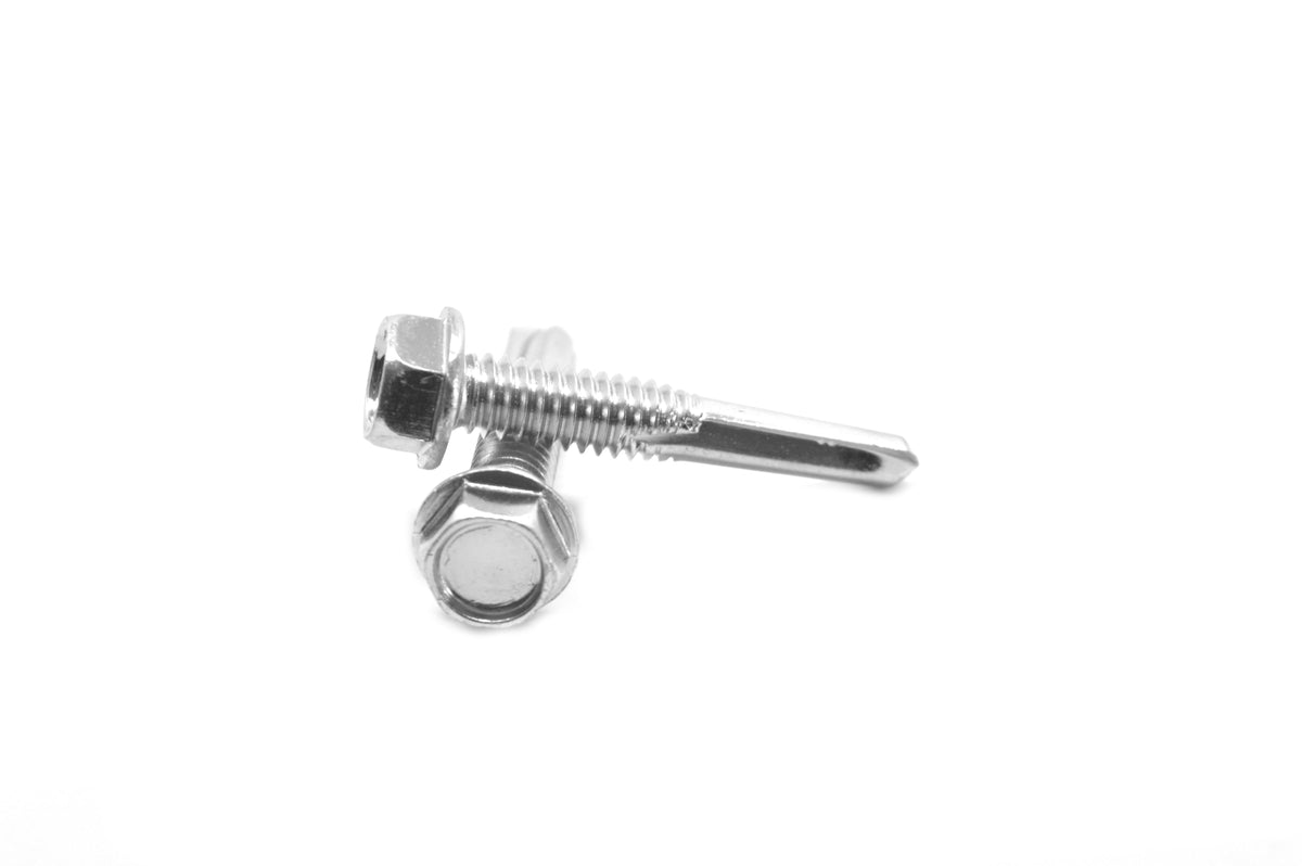 1/4-14 x 3 1/2 Self Drilling Screw Hex Washer Head Low Carbon Steel Zinc Plated V266