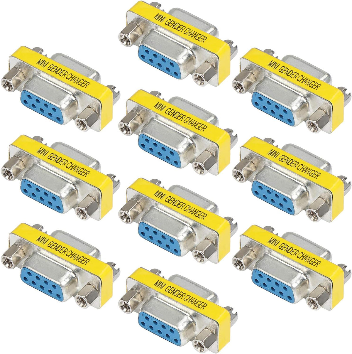 9 Pin DB9 Female to Female Gender Changer Adapter 10 Pack X9414