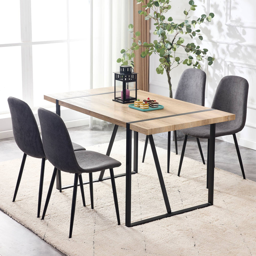 Dining Chairs Set of 4 Upholstered Side Chairs with Suede Fabric Cushion Seat and Metal Legs, Dark Gray H666126