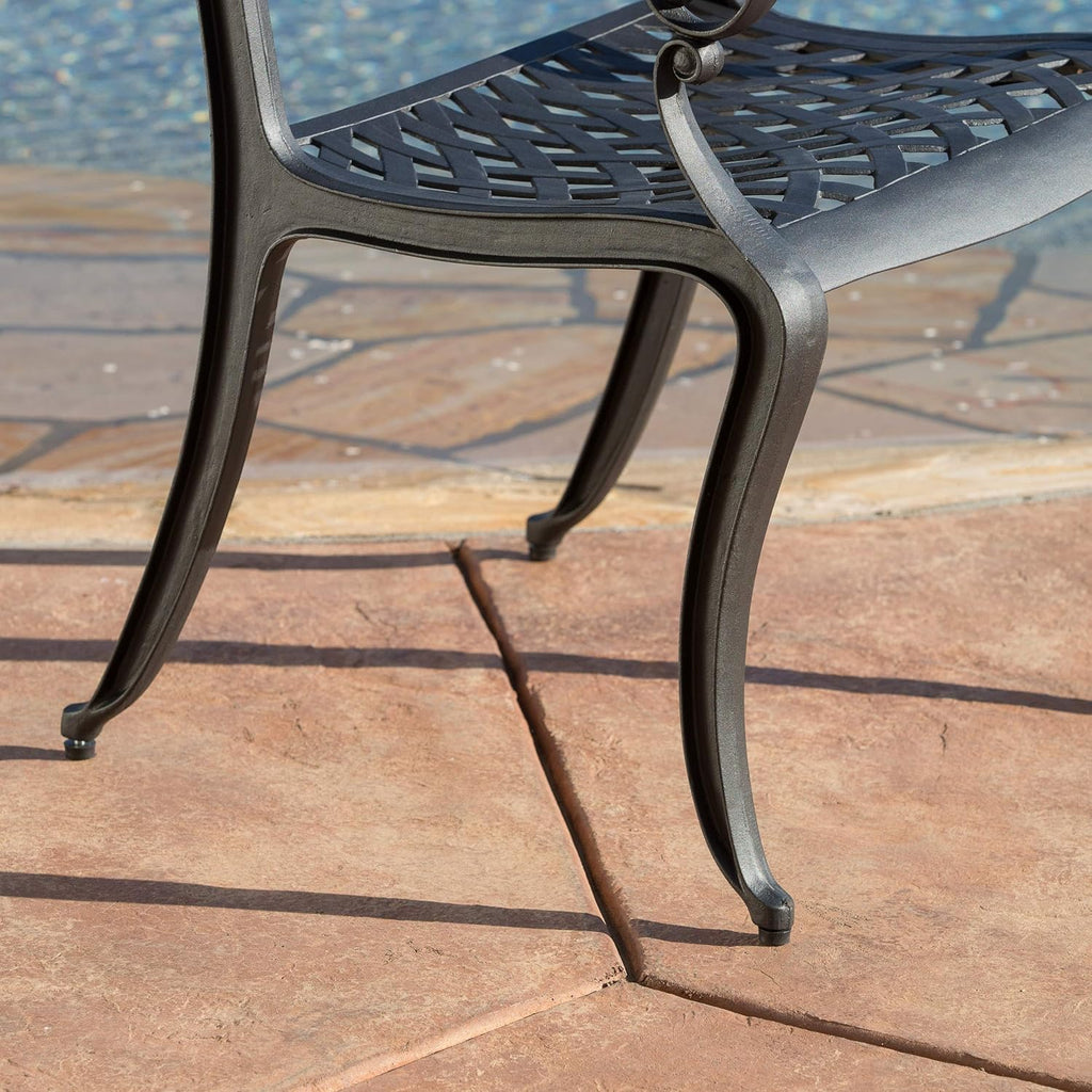 Black Sand Cast Aluminum Outdoor Chairs, 2-Pcs Set P9192
