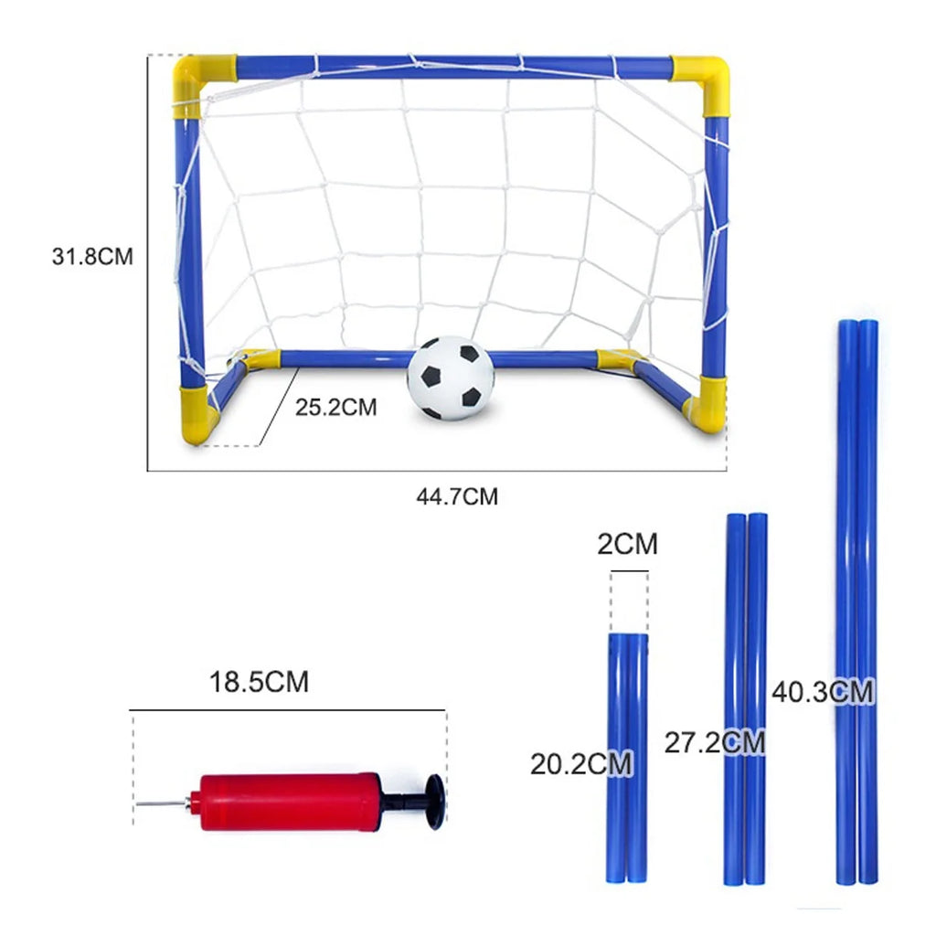 Folding Mini Soccer Goal Post Net Set with Pump T68673