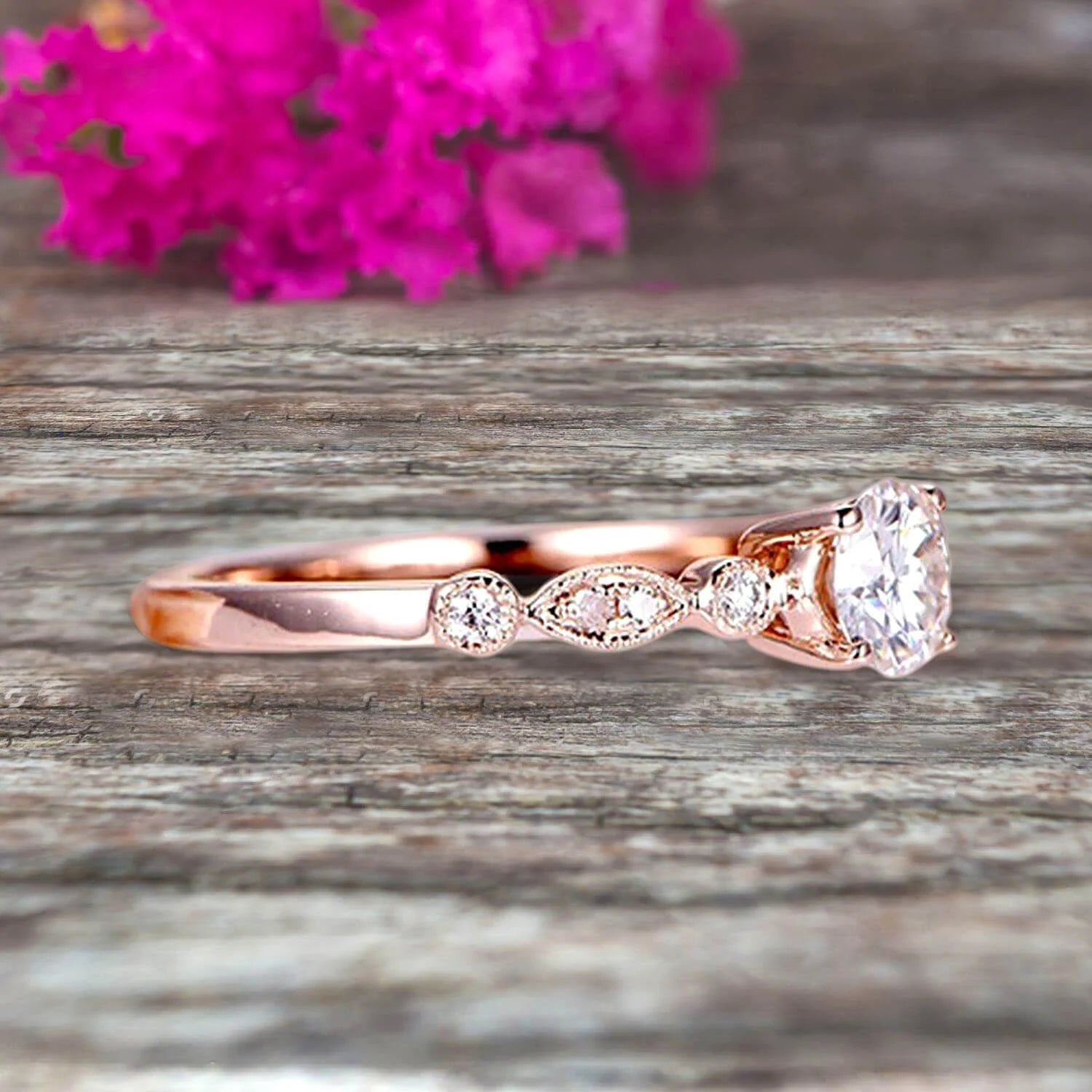 1.50 Carat Moissanite Engagement Ring on 10K Rose Gold K25166