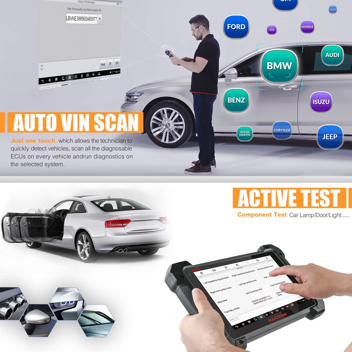 Automotive Scan Tool with Advanced ECU Coding M371