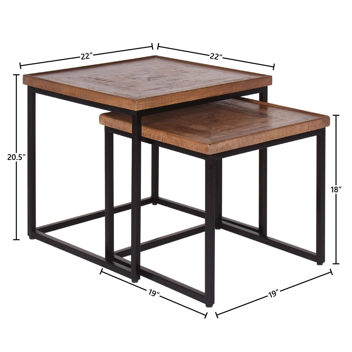 Mango Wood u0026 Iron Nesting Tables (Set of 2) - Brown B85385