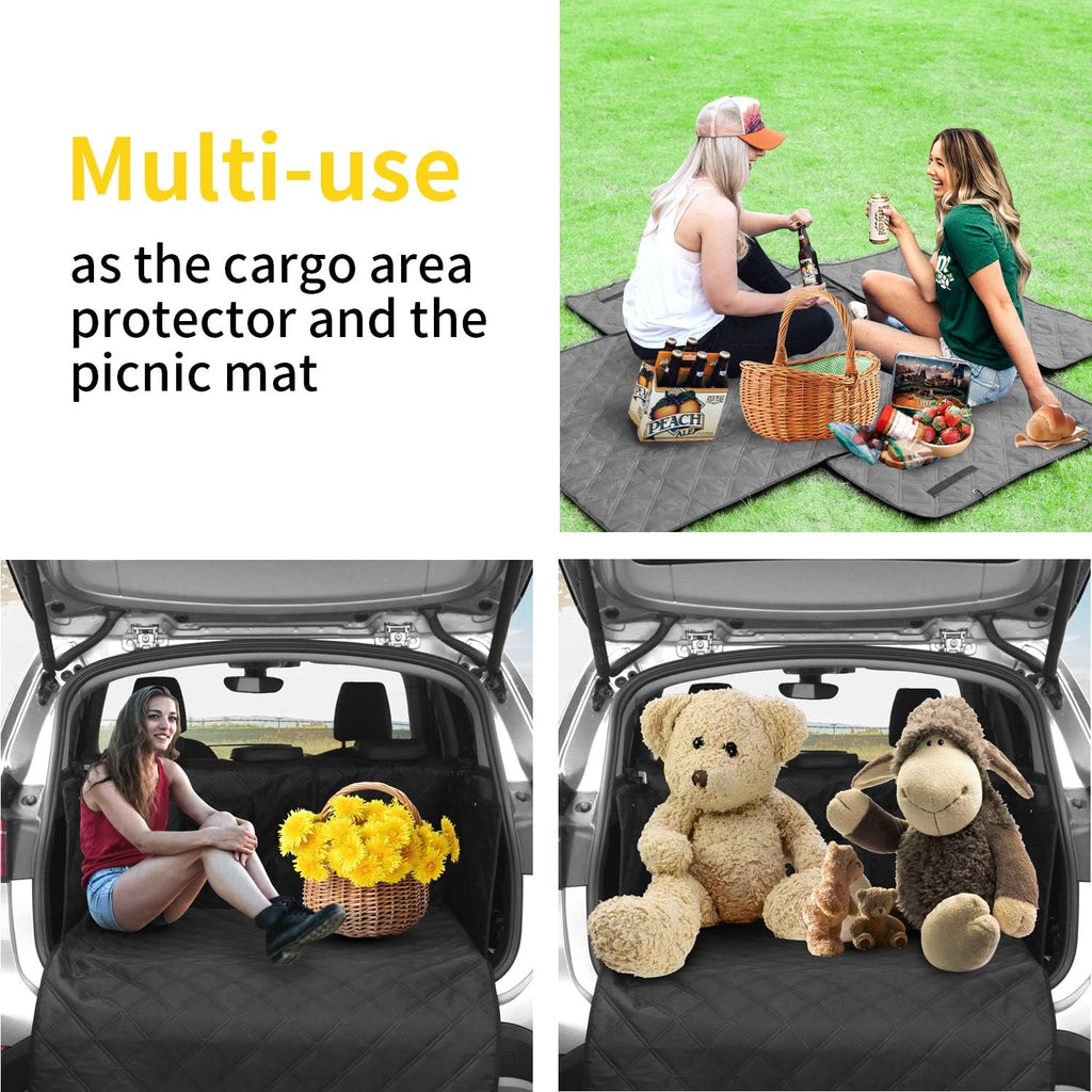 Black Waterproof SUV Cargo Liner with Side Walls Protector and Bumper Flap T472748