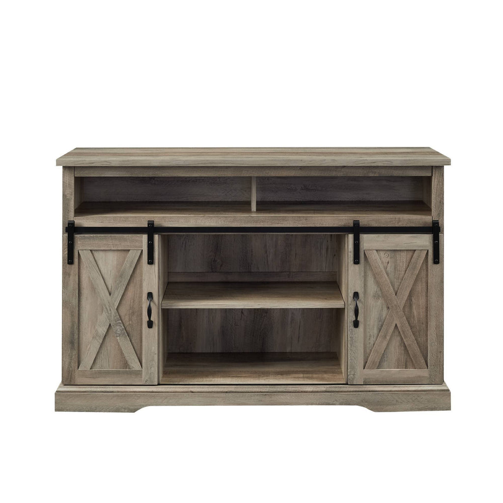 Gray Wash Sliding Barndoor TV Highboy Storage Stand K935934