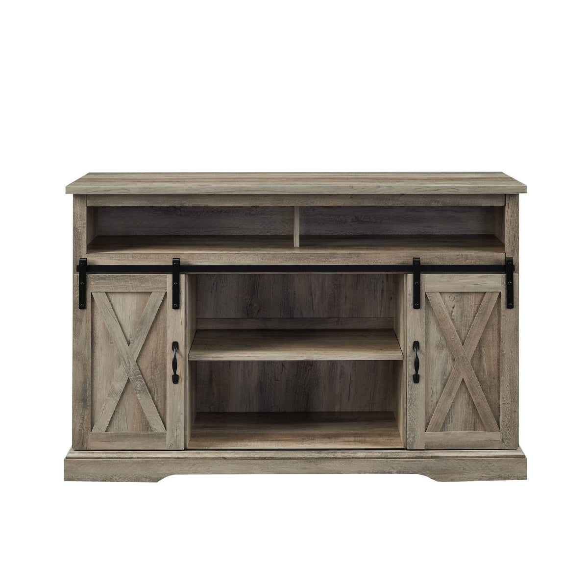Gray Wash Sliding Barndoor TV Highboy Storage Stand K935934