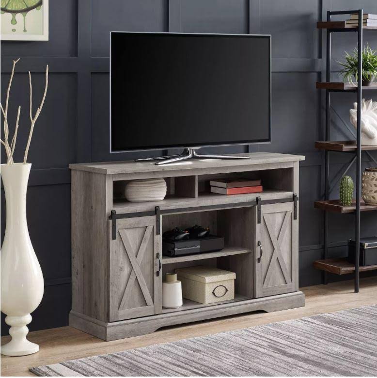 Gray Wash Sliding Barndoor TV Highboy Storage Stand K935934