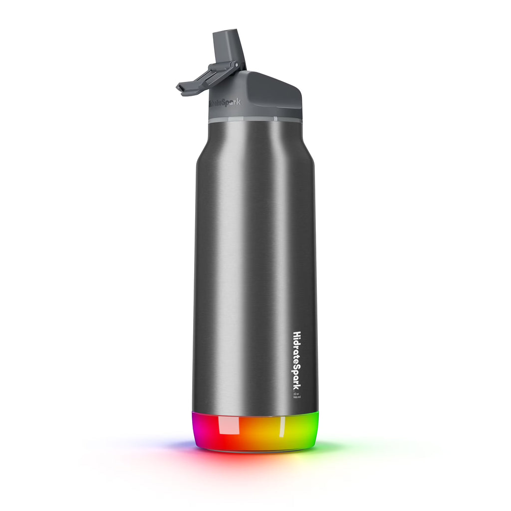Brushed Stainless Steel Insulated Smart Water Bottle with Straw Lid T11717