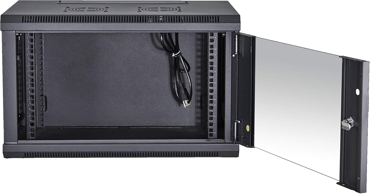 19-Inch Wall Mount Server Rack Cabinet with Locking Tempered Glass Door R1704