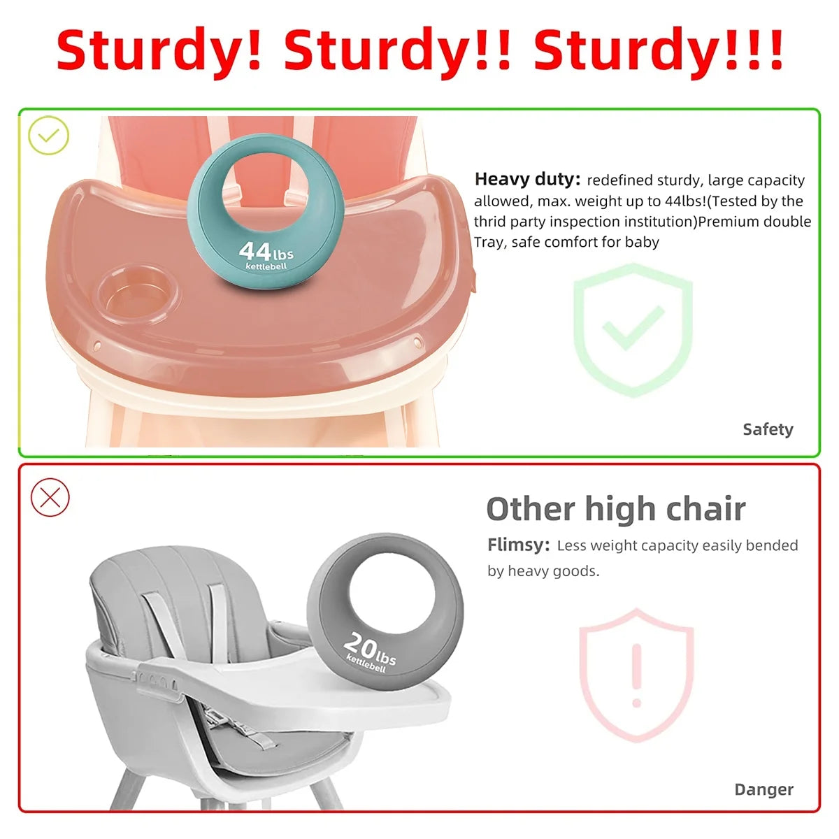 Pink 4-in-1 Baby Highchair with Five-Point Snap Button B412