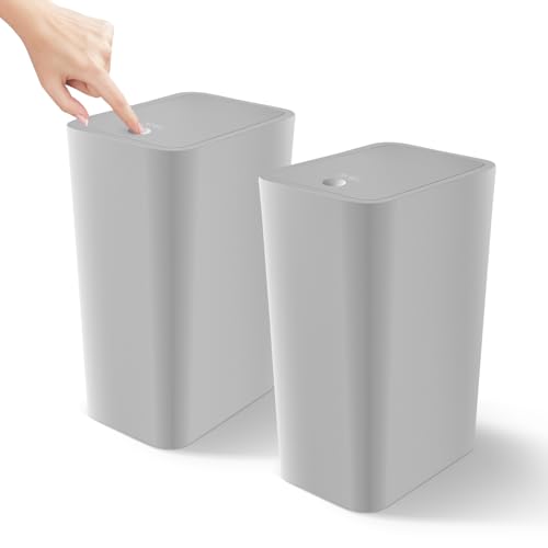 White 4.0 Gallon Plastic Bathroom Trash Can with Lid E606388