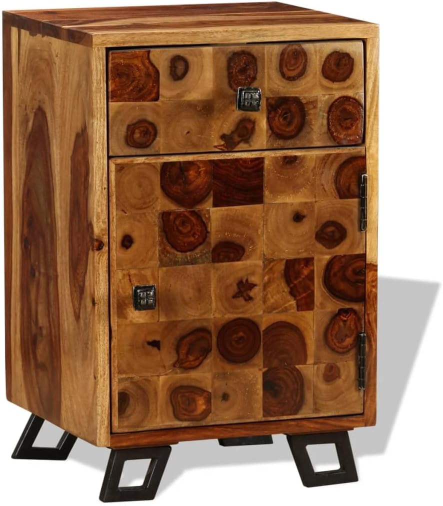 Solid Sheesham Wood Nightstand 14.6"x11.8"x21.3" E69670
