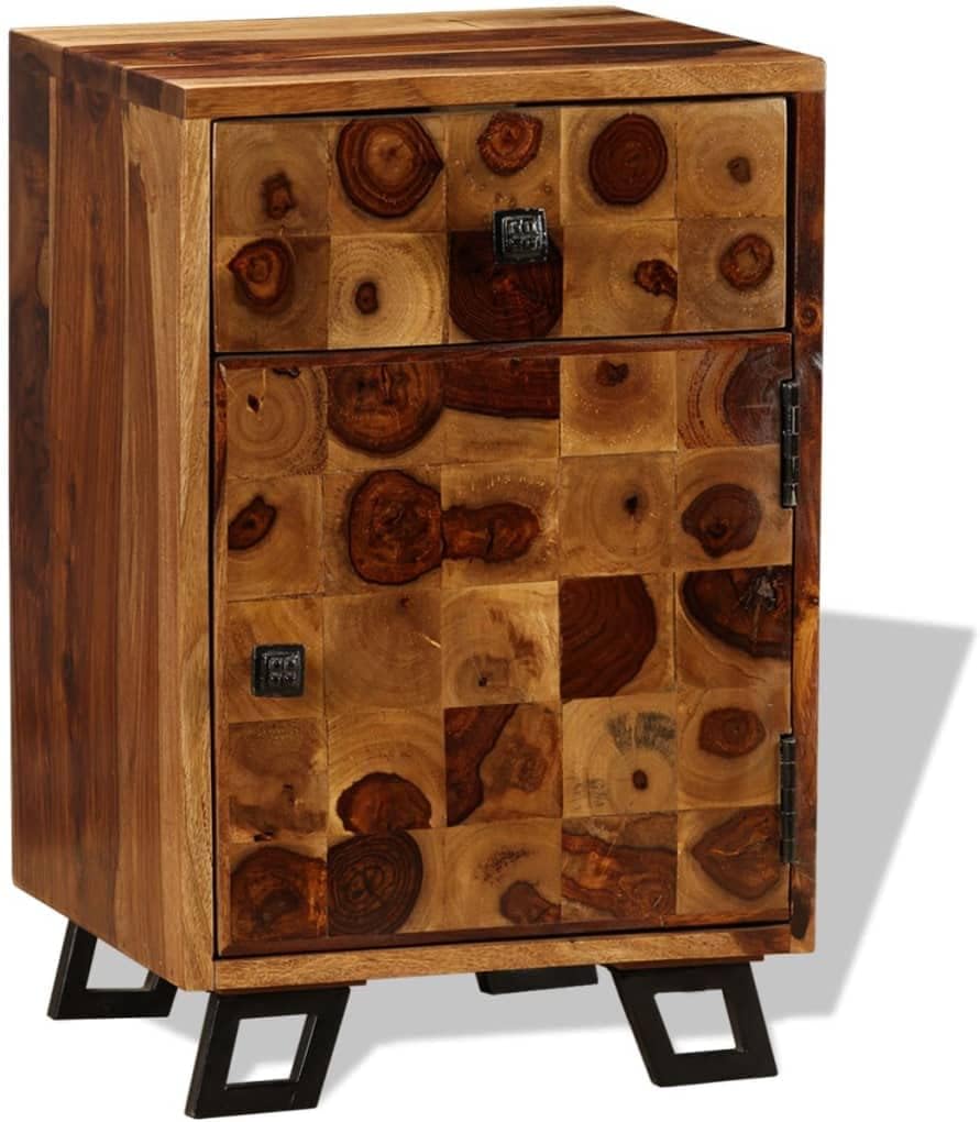 Solid Sheesham Wood Nightstand 14.6"x11.8"x21.3" E69670