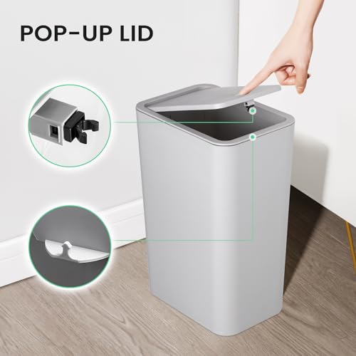 White 4.0 Gallon Plastic Bathroom Trash Can with Lid E606388