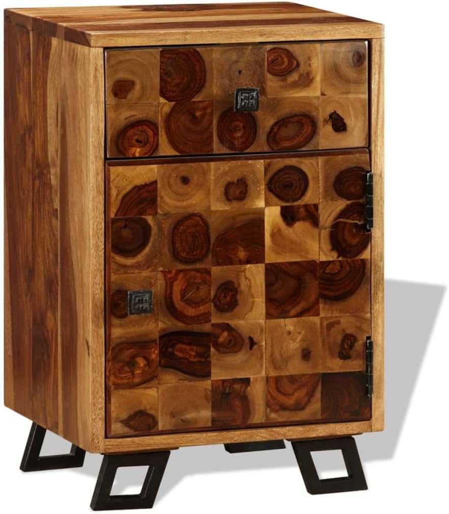 Solid Sheesham Wood Nightstand 14.6"x11.8"x21.3" E69670
