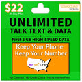 Unlimited Talk & Text + 500 MB Data 30 Day Prepaid Plan with SIM Card A182