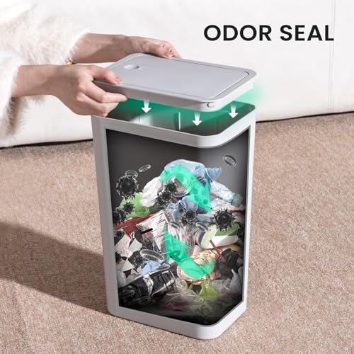 White 4.0 Gallon Plastic Bathroom Trash Can with Lid E606388
