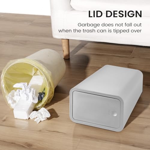 White 4.0 Gallon Plastic Bathroom Trash Can with Lid E606388