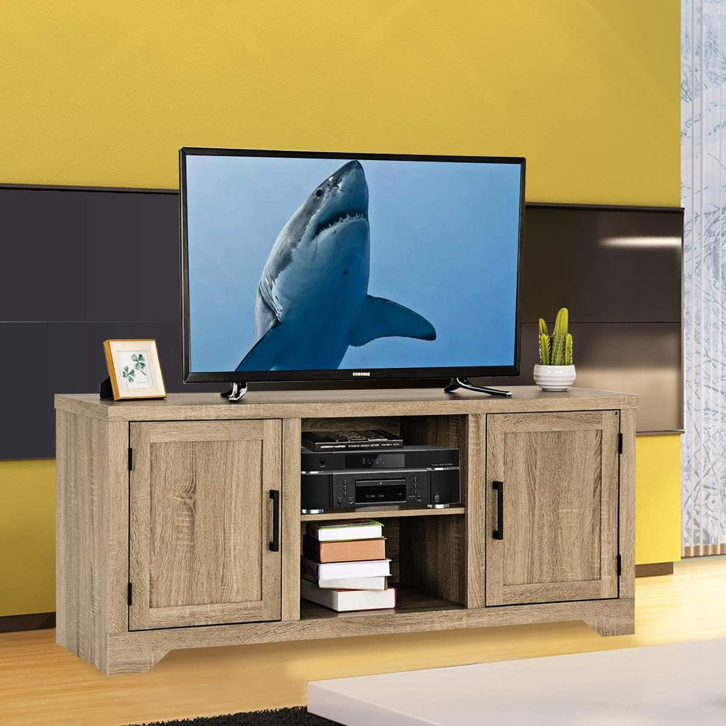 Farmhouse Barn Wood TV Stand with Doors and Shelves A600835