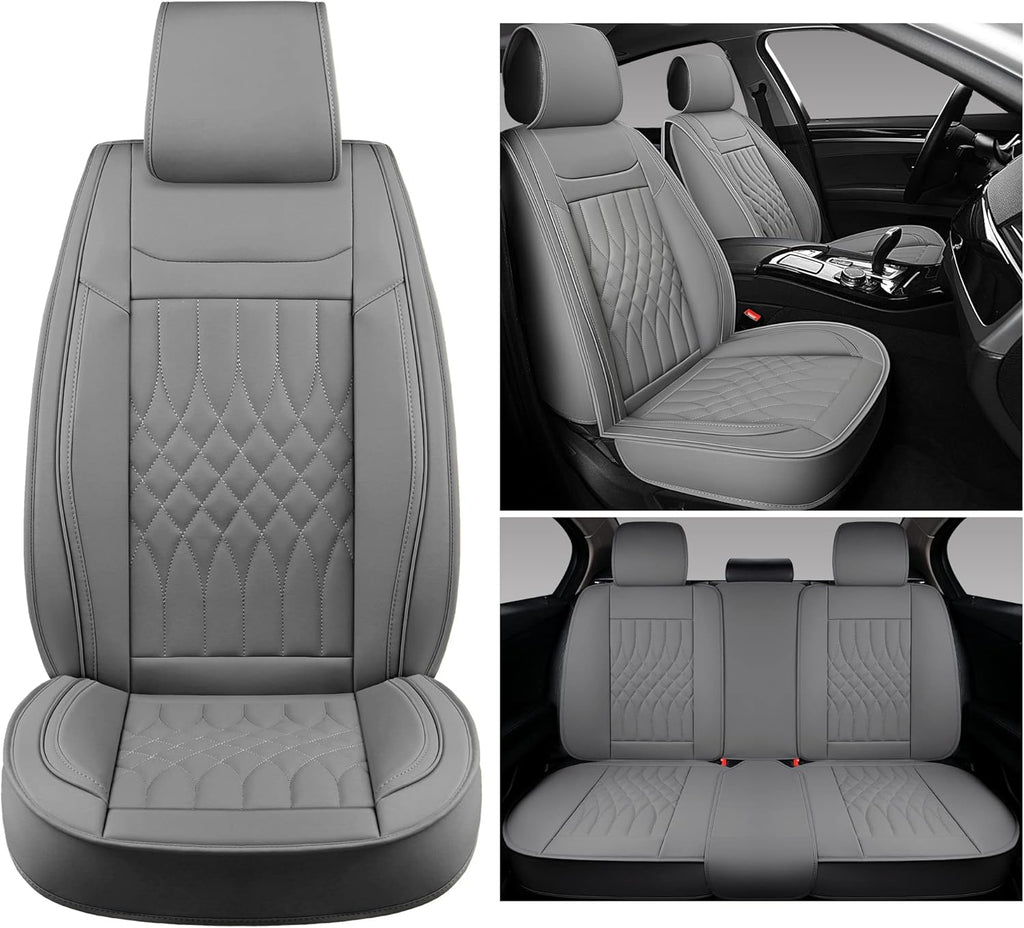 Black Leather Car Seat Covers 2 PCS Front A991861