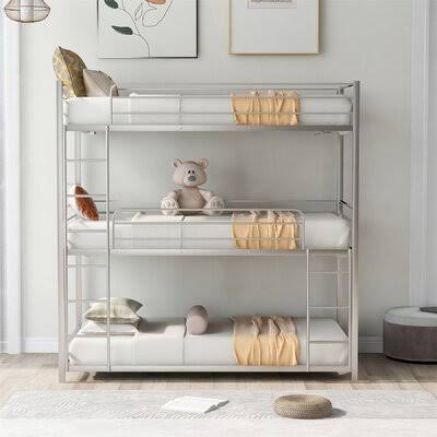 White Triple Bunk Bed Frame U3102