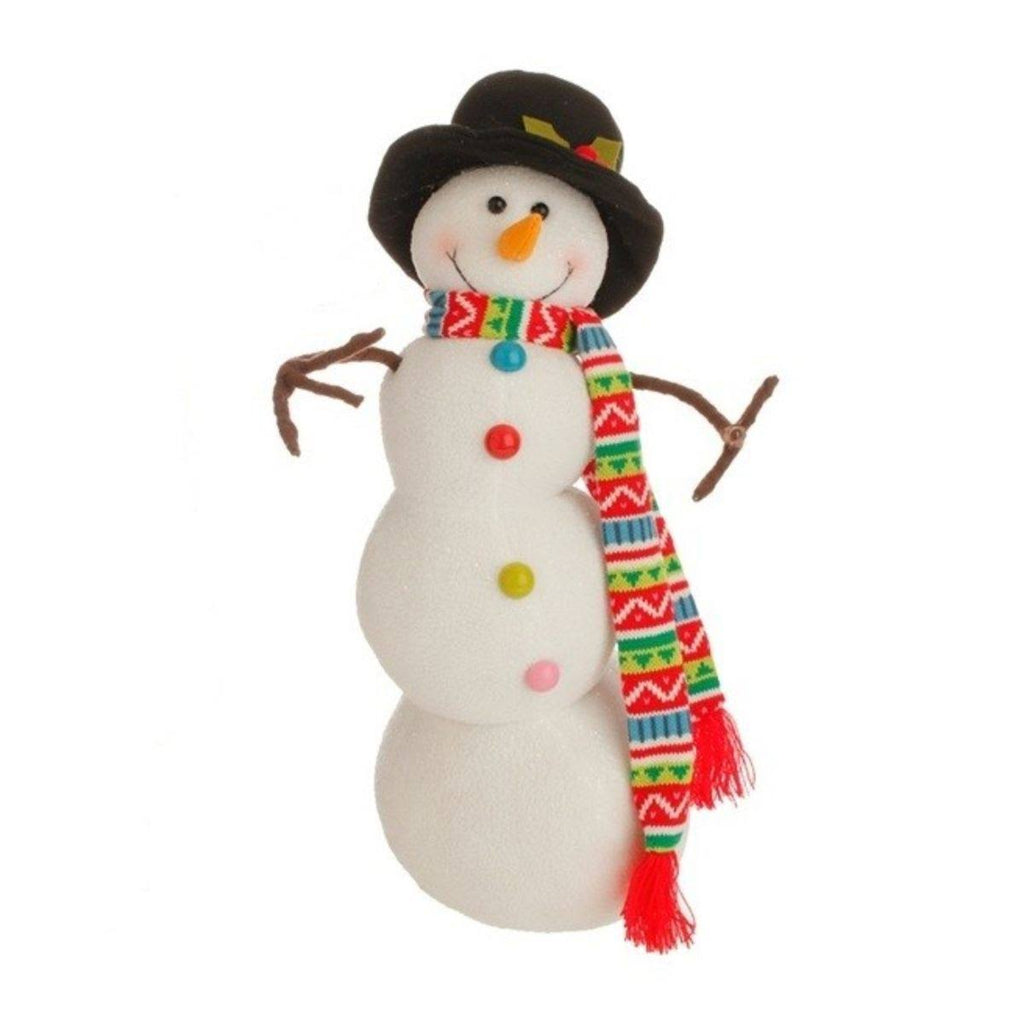White and Black Posable Christmas Snowman Decor D88935