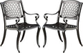 Black Sand Cast Aluminum Outdoor Chairs, 2-Pcs Set P9192