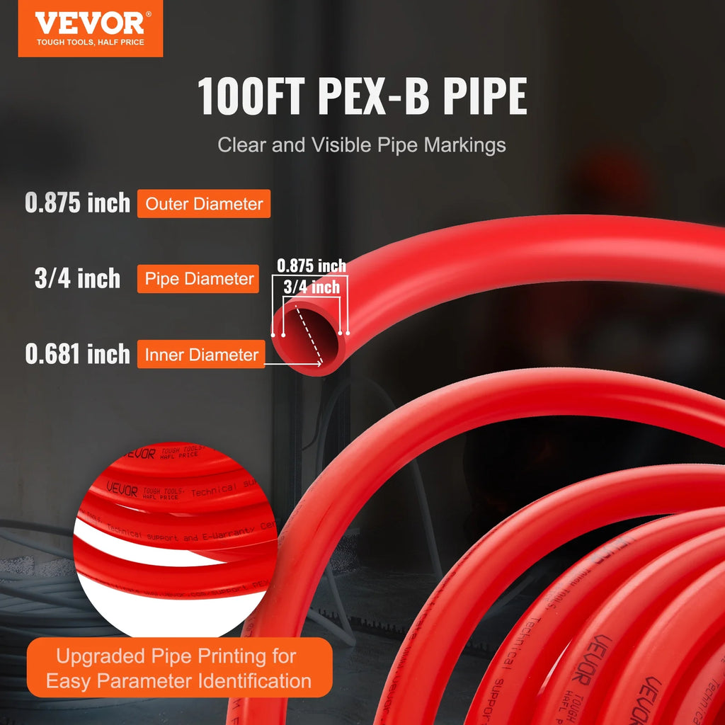 3/4” x 100ft Red PEX-B Tubing with Pipe Cutter T49222