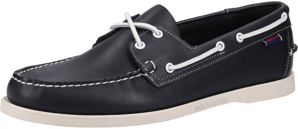 Blue Navy Leather Boat Shoes A297