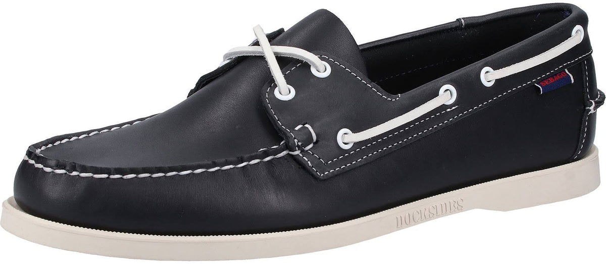 Blue Navy Leather Boat Shoes A297