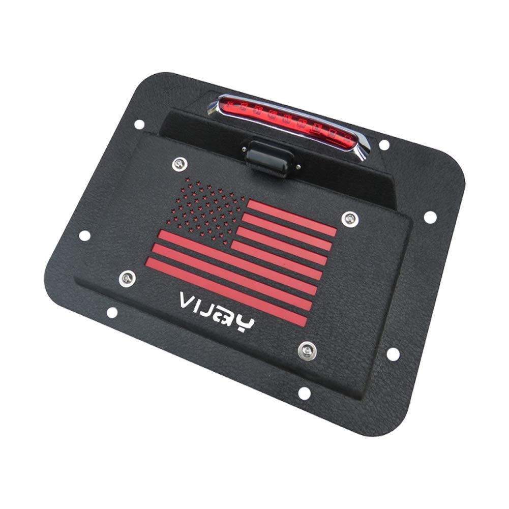 Spare Tire Delete License Plate Relocation Kit with Plate Light and Third Brake Light for Wrangler JK JKU I139