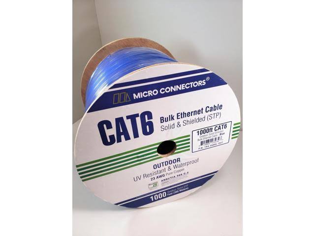 1000ft Solid Shielded (STP) Cat6 Outdoor UV Resistant Bulk Ethernet Cable M36701