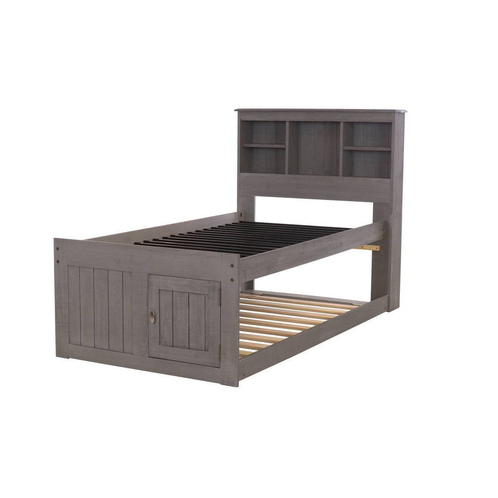 Charcoal Twin Bookcase Bed with 3 Drawers and Trundle T6313