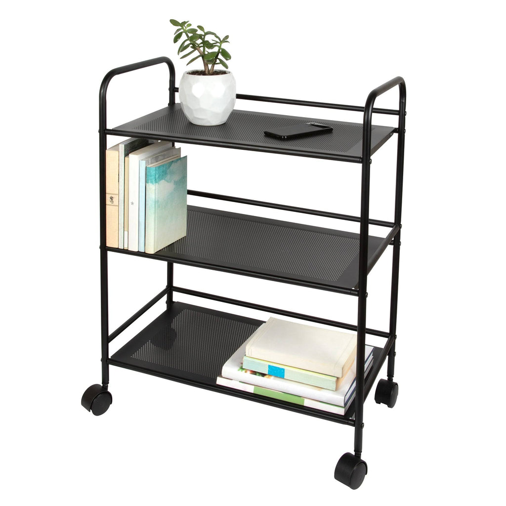 3 Tier Metal Cart with Wheels, Black J3044