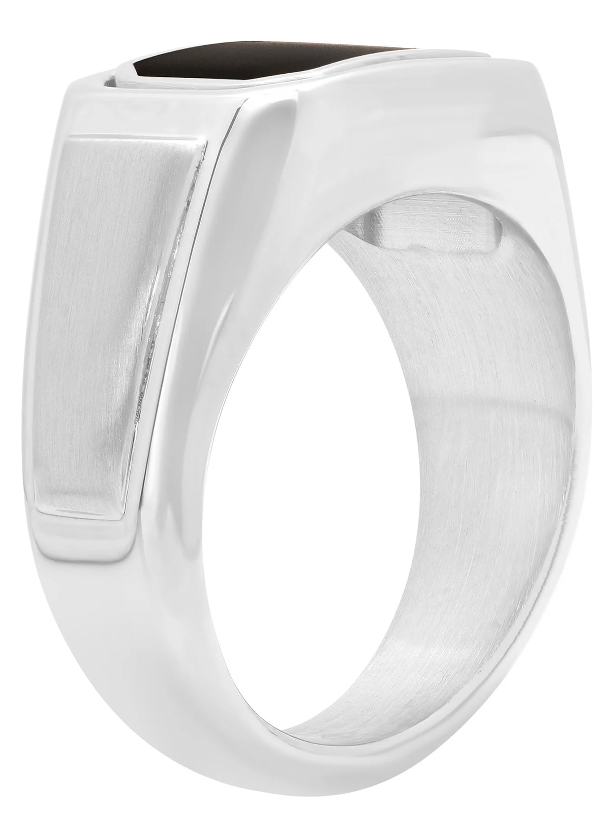 Mens Stainless Steel Black Reversible Fashion Ring B96096